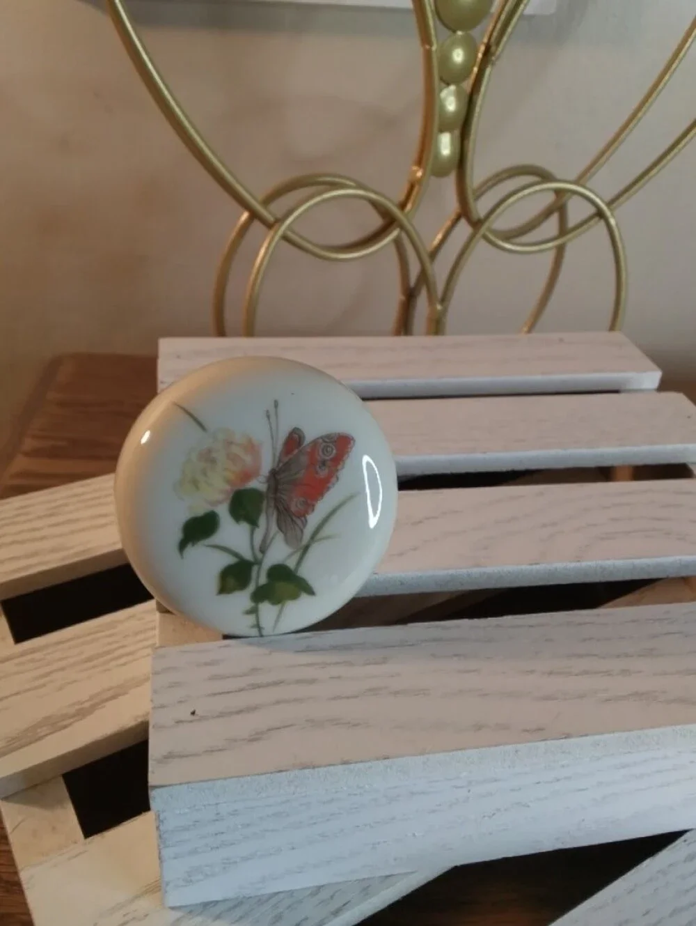 Porcelain Butterfly Floral Bell and Vases - White